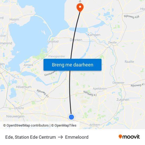 Ede, Station Ede Centrum to Emmeloord map