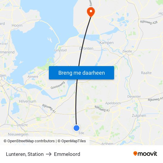 Lunteren, Station to Emmeloord map