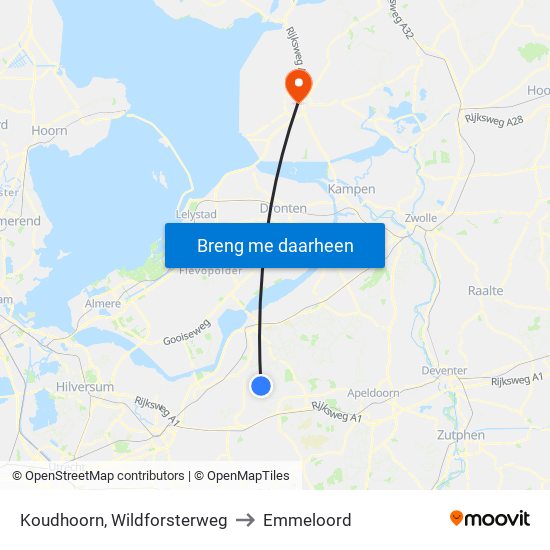 Koudhoorn, Wildforsterweg to Emmeloord map