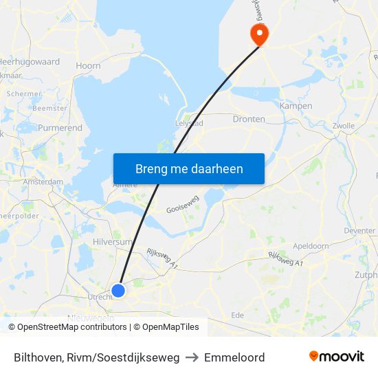 Bilthoven, Rivm/Soestdijkseweg to Emmeloord map