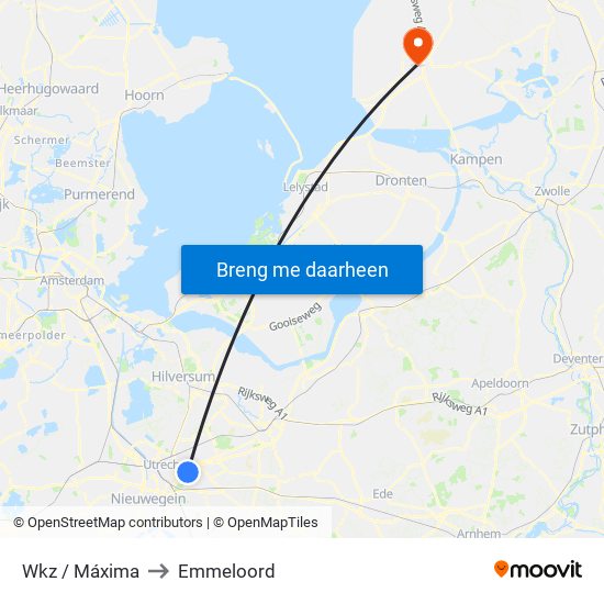 Wkz / Máxima to Emmeloord map