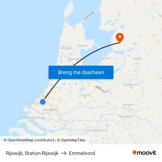 Rijswijk, Station Rijswijk to Emmeloord map