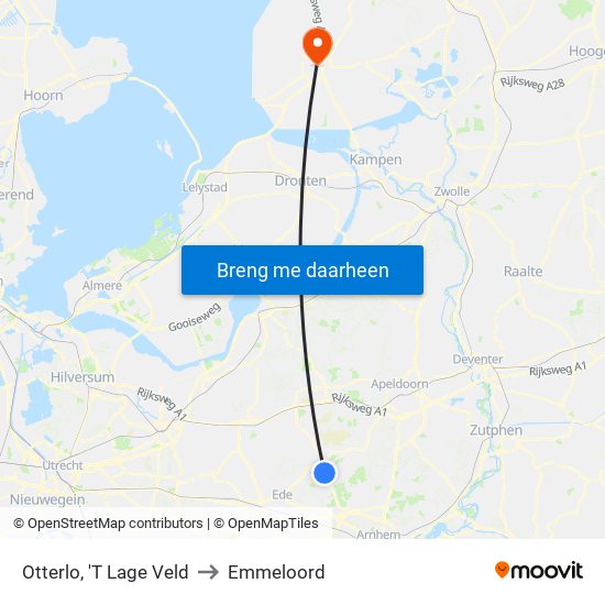 Otterlo, 'T Lage Veld to Emmeloord map