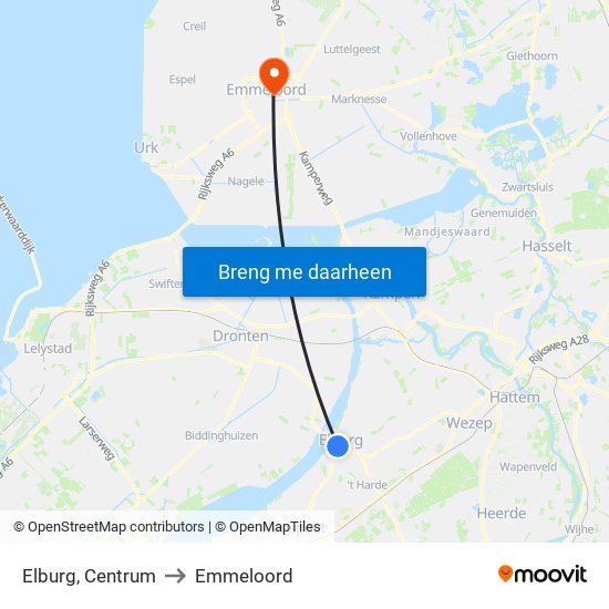 Elburg, Centrum to Emmeloord map