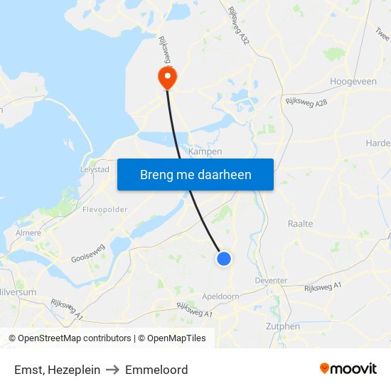 Emst, Hezeplein to Emmeloord map