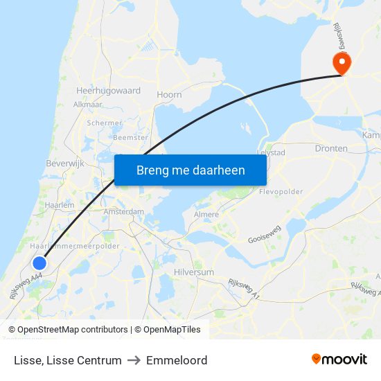 Lisse, Lisse Centrum to Emmeloord map