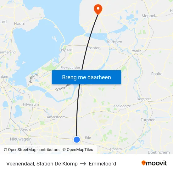Veenendaal, Station De Klomp to Emmeloord map