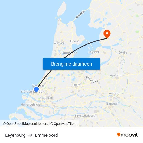 Leyenburg to Emmeloord map