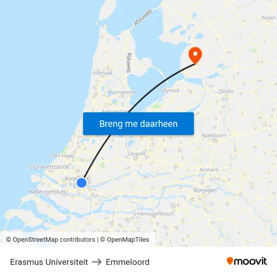 Erasmus Universiteit to Emmeloord map
