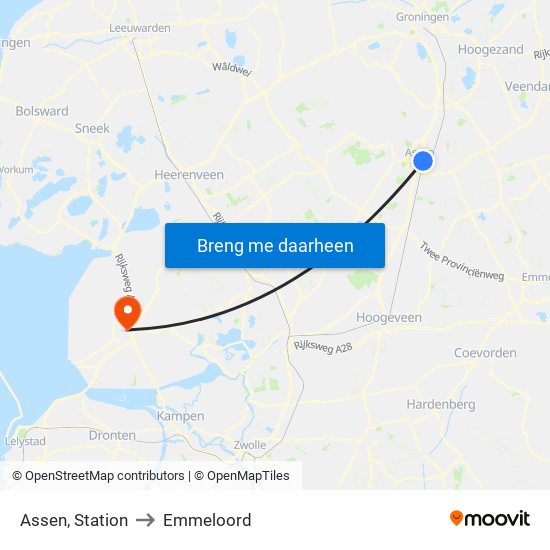 Assen, Station to Emmeloord map
