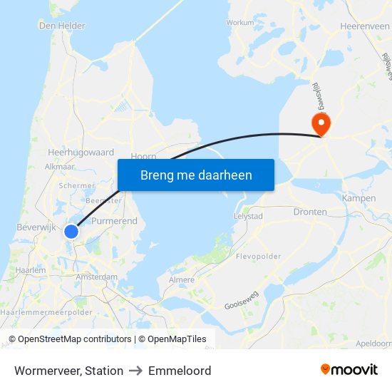 Wormerveer, Station to Emmeloord map