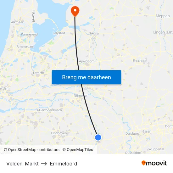 Velden, Markt to Emmeloord map