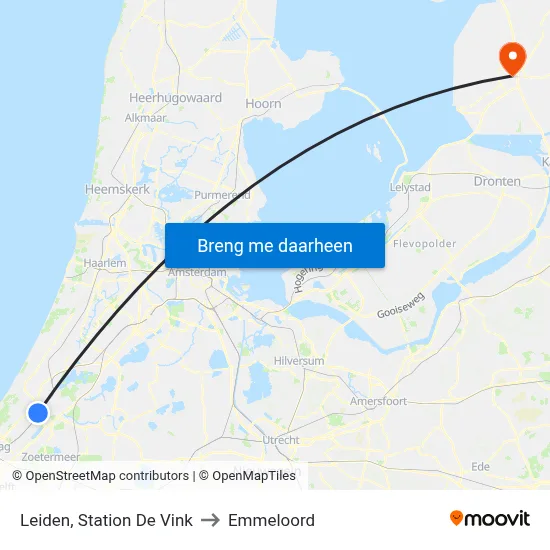 Leiden, Station De Vink to Emmeloord map