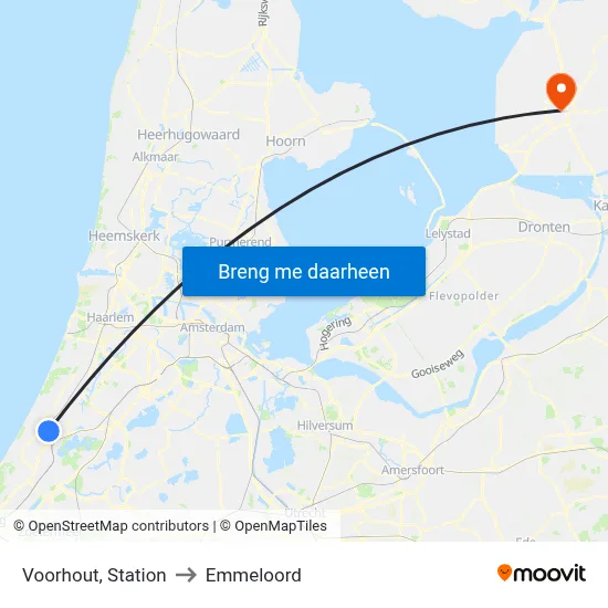 Voorhout, Station to Emmeloord map