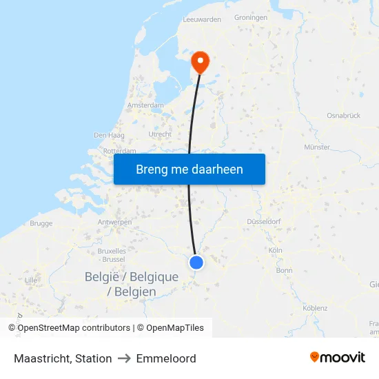 Maastricht, Station to Emmeloord map