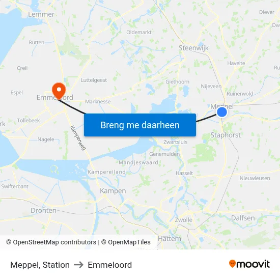 Meppel, Station to Emmeloord map
