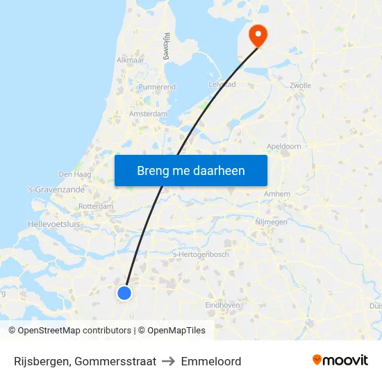 Rijsbergen, Gommersstraat to Emmeloord map