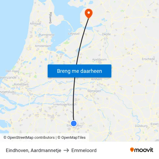 Eindhoven, Aardmannetje to Emmeloord map
