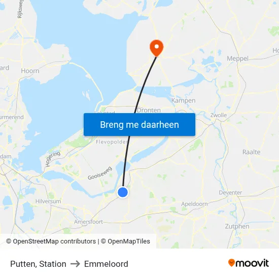 Putten, Station to Emmeloord map