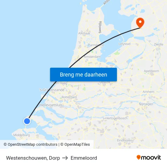Westenschouwen, Dorp to Emmeloord map