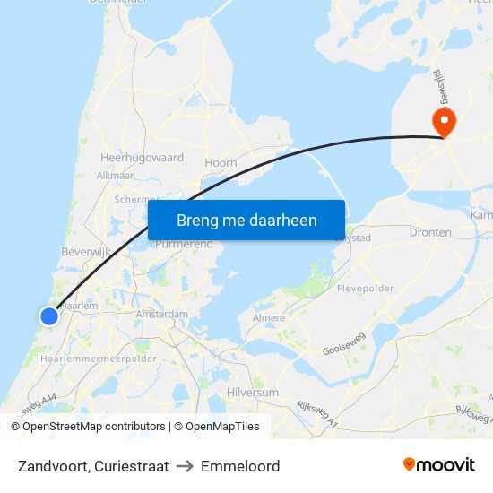 Zandvoort, Curiestraat to Emmeloord map