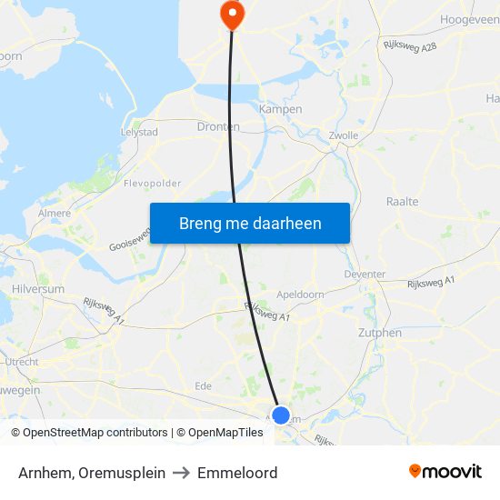 Arnhem, Oremusplein to Emmeloord map