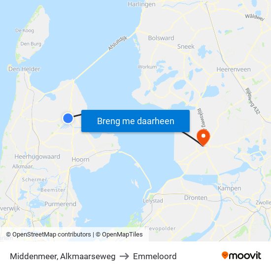 Middenmeer, Alkmaarseweg to Emmeloord map