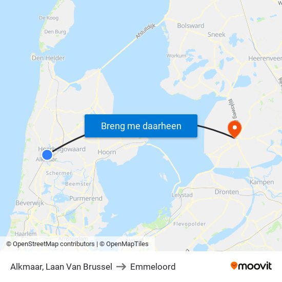 Alkmaar, Laan Van Brussel to Emmeloord map