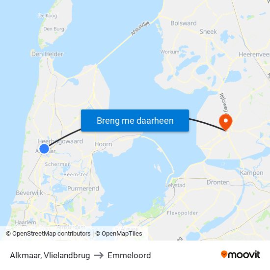 Alkmaar, Vlielandbrug to Emmeloord map