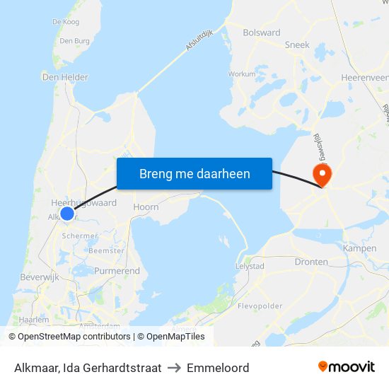 Alkmaar, Ida Gerhardtstraat to Emmeloord map