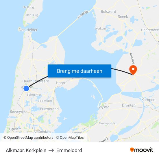 Alkmaar, Kerkplein to Emmeloord map