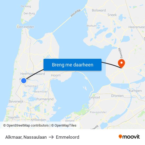 Alkmaar, Nassaulaan to Emmeloord map