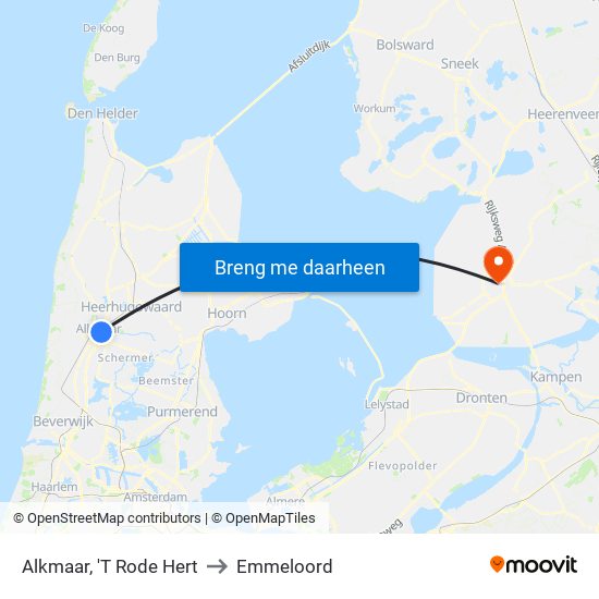 Alkmaar, 'T Rode Hert to Emmeloord map