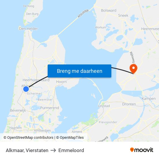 Alkmaar, Vierstaten to Emmeloord map