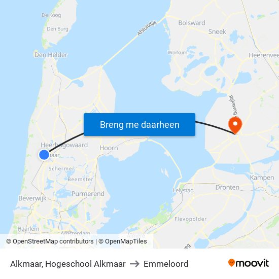 Alkmaar, Hogeschool Alkmaar to Emmeloord map