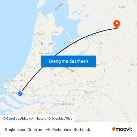 Spijkenisse Centrum to Ziekenhuis Bethesda map