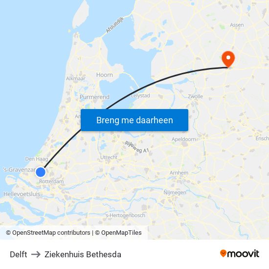 Delft to Ziekenhuis Bethesda map