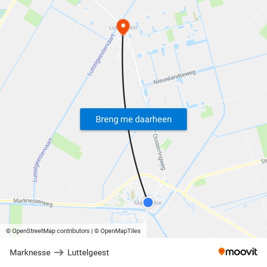 Marknesse to Luttelgeest map
