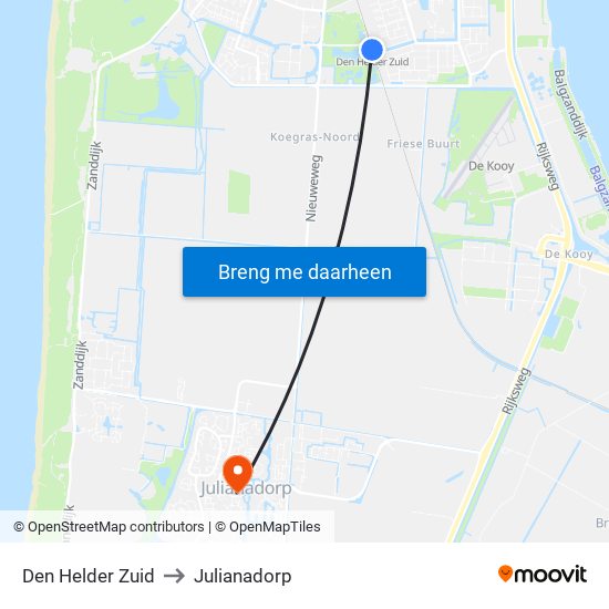 Den Helder Zuid to Julianadorp map