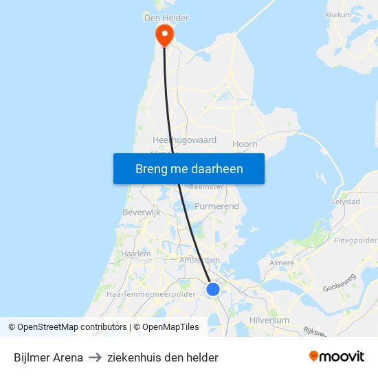 Bijlmer Arena to ziekenhuis den helder map