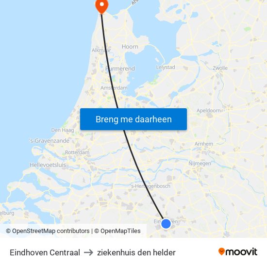 Eindhoven Centraal to ziekenhuis den helder map