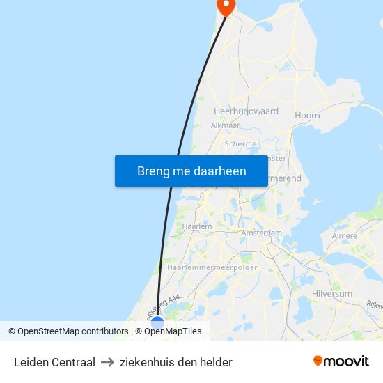Leiden Centraal to ziekenhuis den helder map