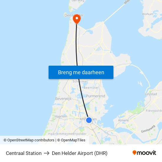 Centraal Station to Den Helder Airport (DHR) map