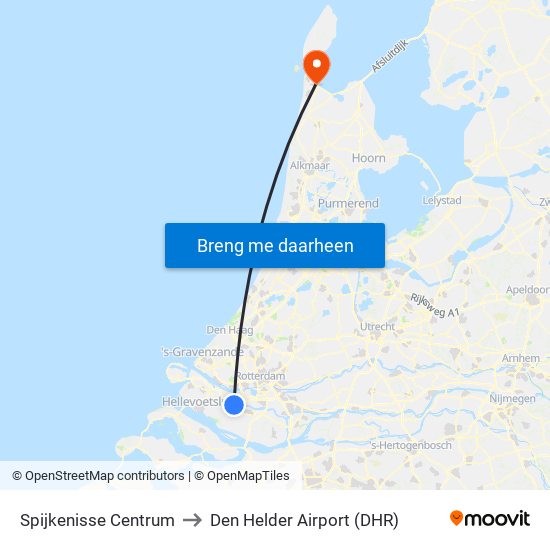 Spijkenisse Centrum to Den Helder Airport (DHR) map