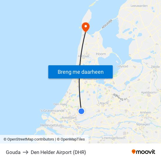 Gouda to Den Helder Airport (DHR) map
