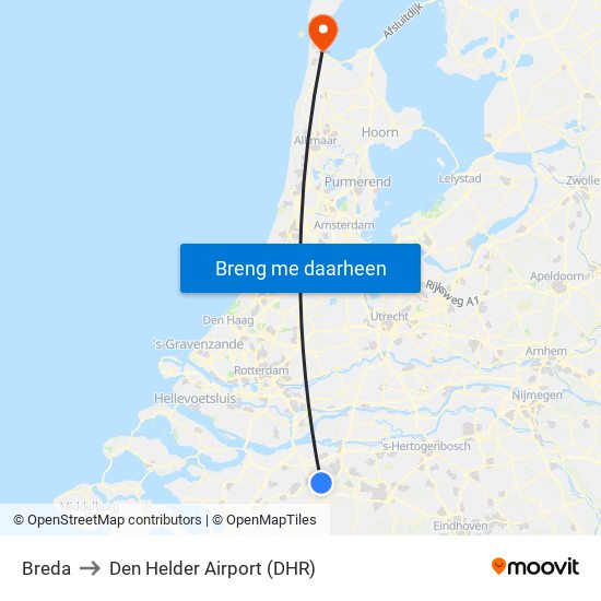 Breda to Den Helder Airport (DHR) map