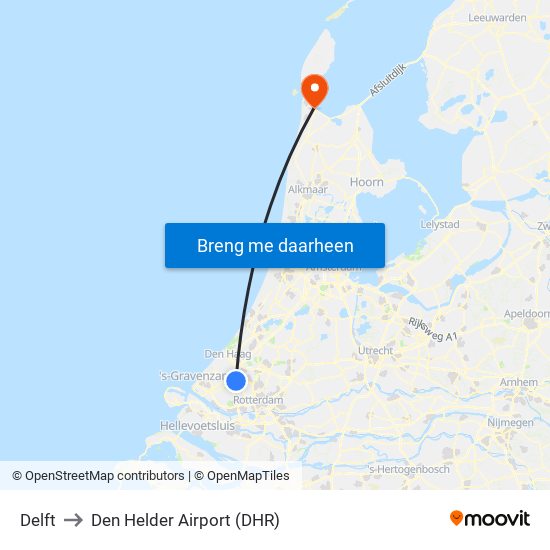 Delft to Den Helder Airport (DHR) map