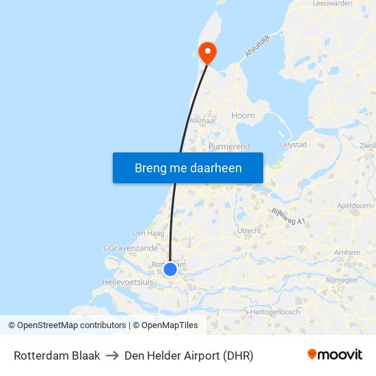 Rotterdam Blaak to Den Helder Airport (DHR) map