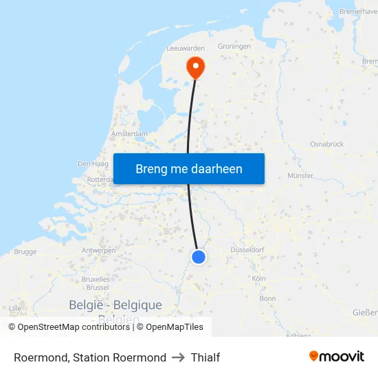 Roermond, Station Roermond to Thialf map