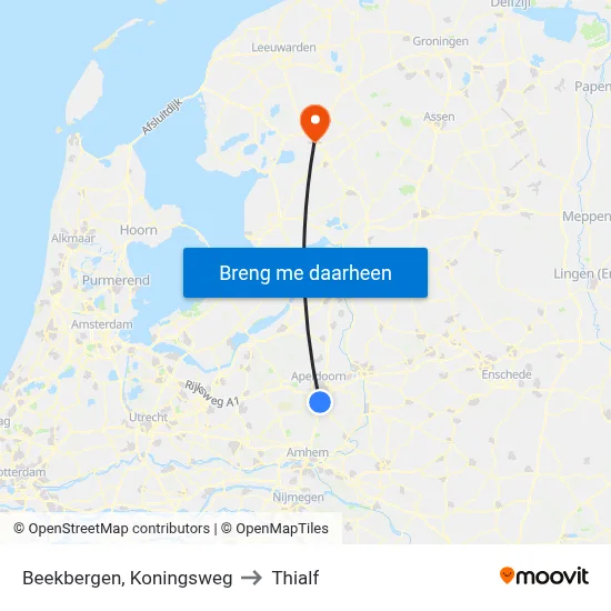 Beekbergen, Koningsweg to Thialf map